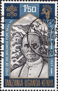 Stamp, Visit of Pope Paul VI to Uganda, East African Community,  , Popes