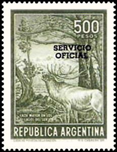 Stamp, Red Deer (Cervus elaphus), ovpt., Argentina,  , Mammals, Animals (Fauna), Deer