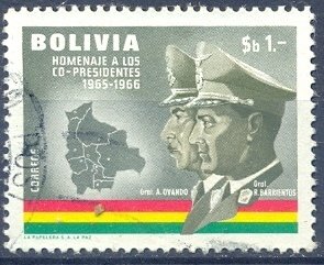 Stamp, A. Ovando Barrientos Ortuńo Gandia, Bolivia,  , Heads of State