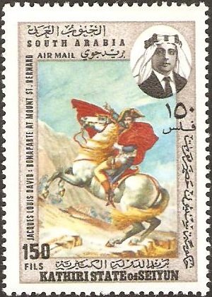 Stamp, Bonaparte at Mount St Bernard; by J.L. David, Aden,  , Famous People, Horses