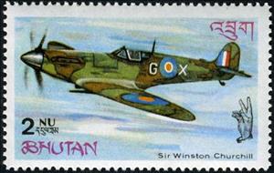 Stamp, Spitfire, Bhutan,  , Aviation, Aircrafts