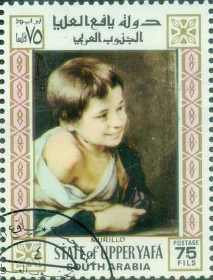 Laughing boy at the window; Murillo (1618-1682)