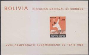 Souvenir Sheet, 32nd South American Tennis Championships, Bolivia,  , Sport, Tennis