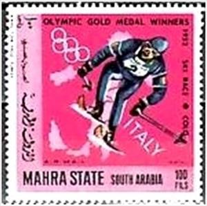 Stamp, Downhill Skiing, Colo (1952), Aden,  , Olympic Games, Skiing