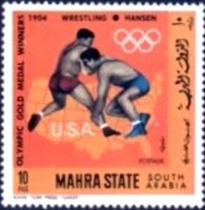 Stamp, Wrestling (1904) - Bernhoff Otelius Hansen (1877-1950), Aden,  , Olympic Games, Wrestling