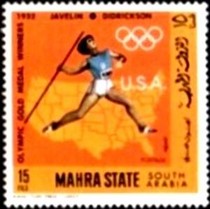Stamp, Javelin (1932) - Mildred Ella Didrikson Zaharias (1911-1956), Aden,  , Olympic Games, Javelin Throw