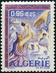 Stamp, Symbolism on the flood disaster, Algeria,  , Disasters