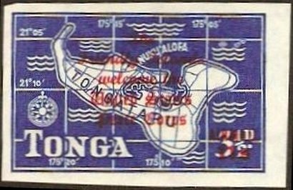 Stamp, Surcharged, Tonga,  , Maps