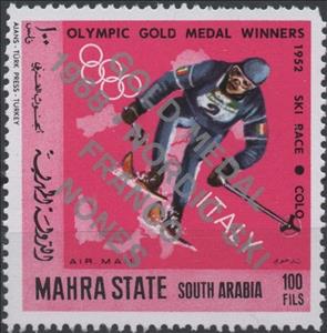 Stamp, Downhill Skiing, Colo (1952), Aden,  , Olympic Games, Skiing