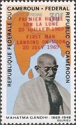Mahatma Gandhi – Moon Landing Overprint
