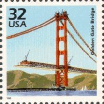 Stamp, Century-1930's: Golden Gate Bridge, United States of America,  