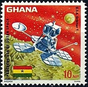 Stamp, Orbiter 1, Ghana,  , Celestial Bodies, Spacecrafts, Outer Space