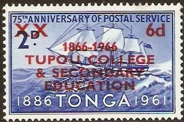 Stamp, Overprinted and Surcharged, Tonga,  , Education, Sailing Ships