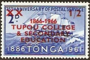 Stamp, Overprinted and Surcharged, Tonga,  , Education, Sailing Ships