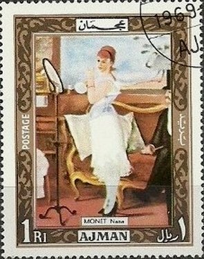 Stamp, Nana; by Edouard Monet (1832-1883), Ajman,  , Paintings, Art