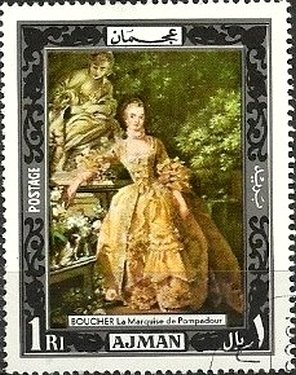 Stamp, Marquise de Pompadour; by François Boucher (1703-1770), Ajman,  , Paintings, Art