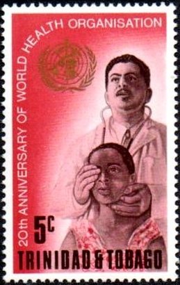 Stamp, 20th anniversary of World Health Organisation, Trinidad and Tobago,  