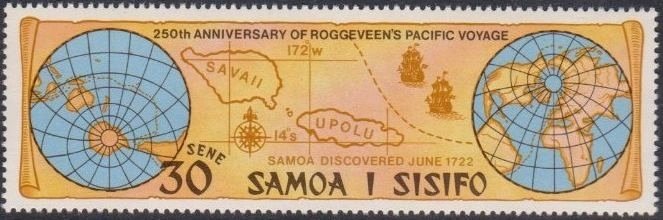 Stamp, Map of Samoan Islands., Samoa,  , Maps, Globes