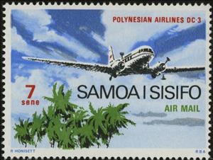 Stamp, Polynesian Airlines DC-3., Samoa,  , Aviation, Airlines, Aircrafts