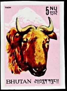 Stamp, Takin (Budorcas taxicolor), Bhutan,  , Animals (Fauna)