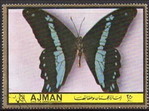 Stamp, Papilio nireus, Ajman,  , Insects, Butterflies, Animals (Fauna)