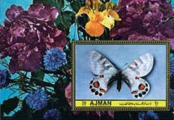 Souvenir Sheet, Parnassius charitonius, Ajman,  , Insects, Butterflies