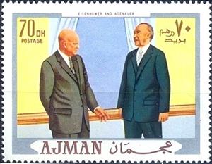 Stamp, Eisenhower and Adenauer, Ajman,  