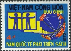 Stamp, Emblem, books circling globe, Vietnam, South,  