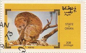 Stamp, Potto (Perodicticus potto), Cinderellas,  , Monkeys, Animals (Fauna)