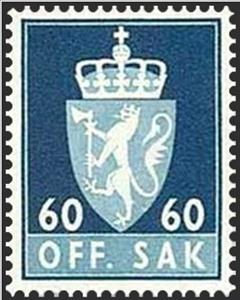 Stamp, Off. Sak I, Norway,  , Heraldic Animals, Coats of Arms