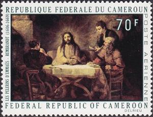 Stamp, Pilgrims at Emmaus (1648), Cameroun,  , Paintings, Art