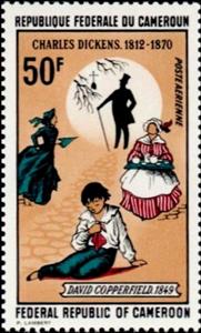 Stamp, Scenes from David Copperfield, Cameroun,  , Theatre, Literary People (Poets and Writers)