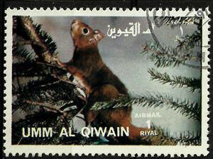 Stamp, Red Squirrel (Sciurus vulgaris), Umm al-Qiwain,  , Mammals, Squirrels, Animals (Fauna)