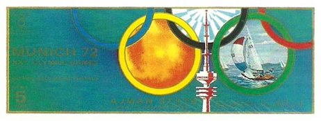 Stamp, Yachting, Finn Dinghi, Ajman,  , Sailing, Olympic Games