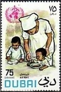 Nurse feeding children