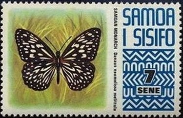 Stamp, Samoan Monarch (Danaus neomelissa mettula), Samoa,  , Insects, Butterflies, Animals (Fauna)