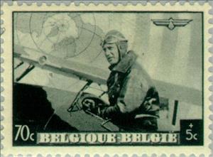 Stamp, European Airmail Conference - Gray, Belgium,  , Heads of State, Cartography, Maps, Kings, Aviation, Aircrafts