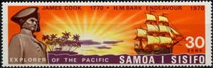 Stamp, Capt. Cook, island, Samoa,  , Trees, Explorers, Expeditions, Sailing Ships