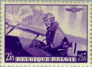 Stamp, European Airmail Conference - Purple, Belgium,  , Heads of State, Cartography, Maps, Kings, Aviation, Aircrafts