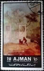 Stamp, Offering, Ajman,  , Mythology, Paintings, Frescos