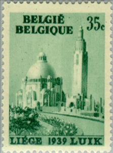 Stamp, Water exhibition  Liège 1939 Luik, Belgium,  , Special Occasions, Towers, Expositions, Churches - Cathedrals - Basilicas - Chapels