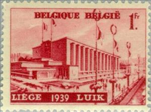 Stamp, Water exhibition, Belgium,  , Special Occasions, Flags, Expositions, Exhibition Buildings, Buildings