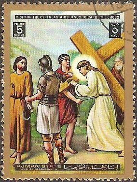 Stamp, Simon of Cyrene, Ajman,  , Religion