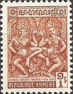 Stamp, Apsaras dancing (Angkor-Thom), Cambodia,  , Art