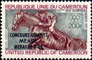 Stamp, Richard Meade (G-B), Winner in 3-day equestria, Cameroun,  , Olympic Games, Equestrianism and horse riding