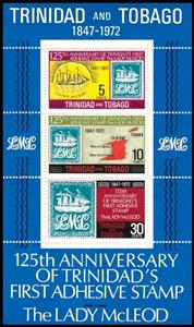 Souvenir Sheet, Trinidad's first stamp – The Lady McLeod, Trinidad and Tobago,  