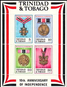 Souvenir Sheet, 10th Anniversary of Independence, Trinidad and Tobago,  , Medals and Marks of Honour