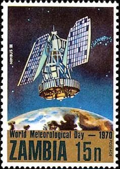 Stamp, Nimbus III Weather Satellite, Zambia,  , Spacecrafts, Meteorology