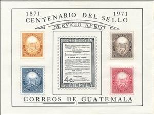 Souvenir Sheet, Official Decree of first issue, Guatemala,  , Stamps, Stamp Day