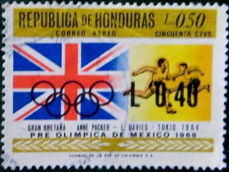 British flag and women runners Surcharged